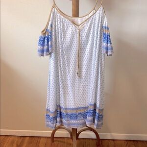 Free People Boho Dress with Blue Floral Design